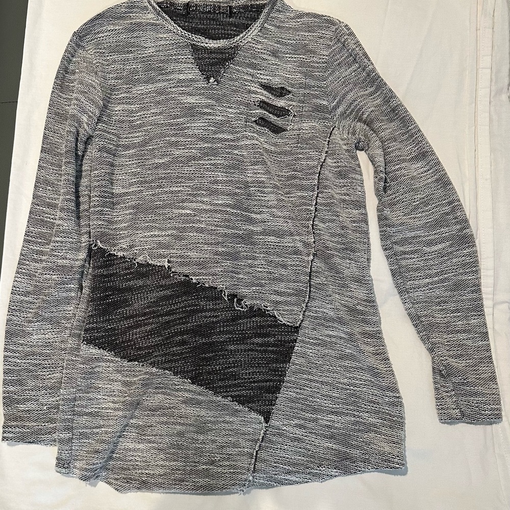 Gray and Black Textured Sweater